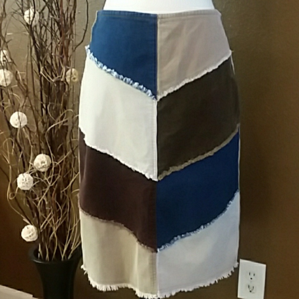Vintage boho corduroy/denim patchwork skirt Small - Picture 1 of 7